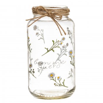 Pote Hermético Vidro Tampa Rolha 800ml Decorado Margarida