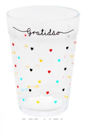 Copo Americano Decorado 190ml Mini Coração Gratidão