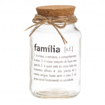 Pote Hermético Vidro Tampa Rolha 500ml Decorado Família