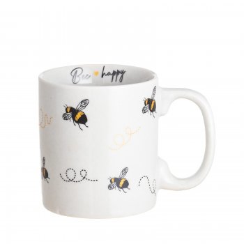 Caneca Porcelana Reta 280ml Decorada Abelha