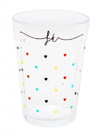 Copo Americano Decorado 300ml Mini Coração Fé