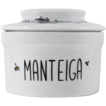 Manteigueira Francesa de Porcelana Mesa Posta Decorada Lavanda