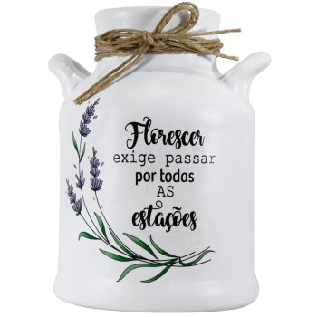 Leiteira de Cerâmica 1L Decorada Lavanda
