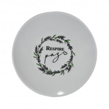 Prato De Sobremesa Porcelana Decorado 19cm Lavanda Respire