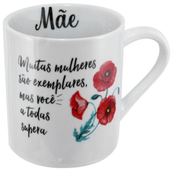 Caneca Porcelana Reta 280ml Decorada Mãe Exemplar