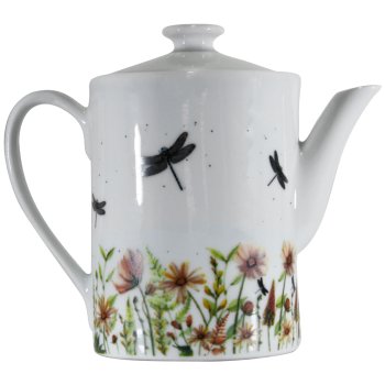 Bule Chá Café Reto 800ml Porcelana Branca Libélula