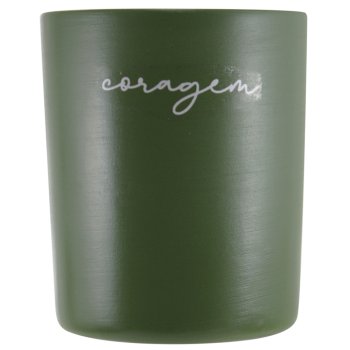 Pote Redondo Decorativo 400ml Cerâmica Verde Coragem