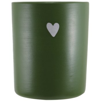 Pote Redondo Decorativo 400ml Cerâmica Verde Coração