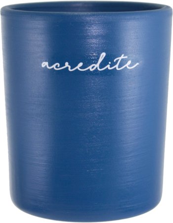 Pote Redondo Decorativo 400ml Cerâmica Azul Acredite