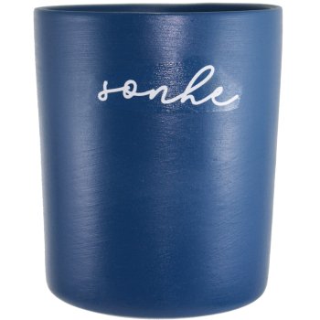 Pote Redondo Decorativo 400ml Cerâmica Azul Sonhe
