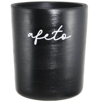 Pote Redondo Decorativo 400ml Cerâmica Preto Afeto