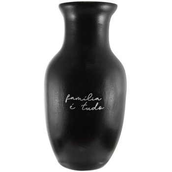 Vaso Jarro 500ml P Para Flores Cerâmica Preto Família é Tudo