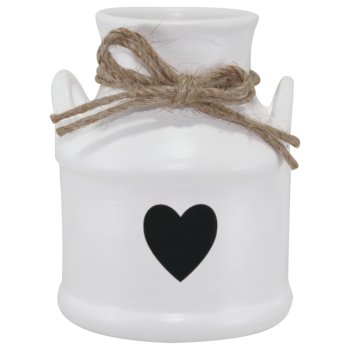 Leiteira de Cerâmica 250ml Decorada Coração Preto