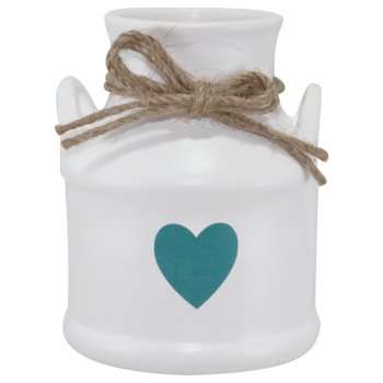 Leiteira de Cerâmica 250ml Decorada Coração Azul