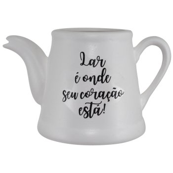 Vaso Decorativo Em Formato de Bule 400ml Cerâmica Branca Lar É Onde