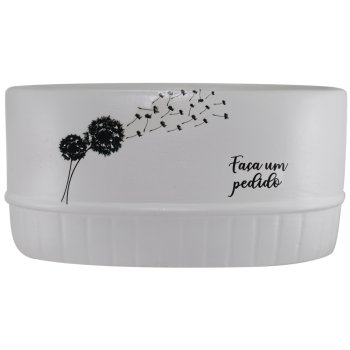 Vaso Floreira Jardineira 1L Cerâmica Decorada Branca Faça Um Pedido