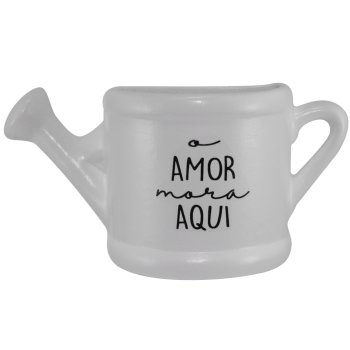 Vaso Regador P Parede Jardim 150ml Cerâmica Branco o Amor Mora