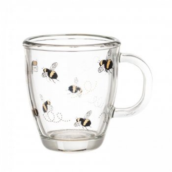 Caneca Bojuda Vidro 347ml Decorada Abelha